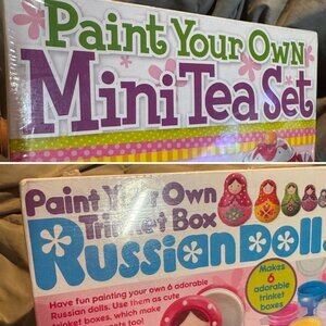 4M Paint Your Own Craft Kits Russian Doll trinket box Tea Set girl boy tween NWT